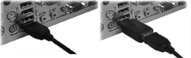 Рис. 22. Подключение кейлоггера, выполненного в виде переходного разъёма, к USB- интерфейсу клавиатуры